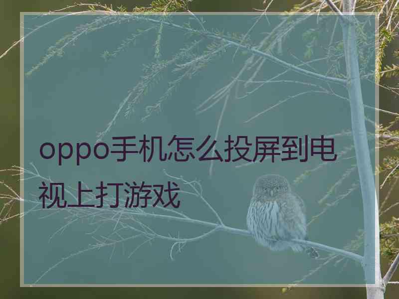 oppo手机怎么投屏到电视上打游戏