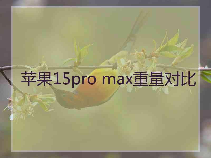 苹果15pro max重量对比