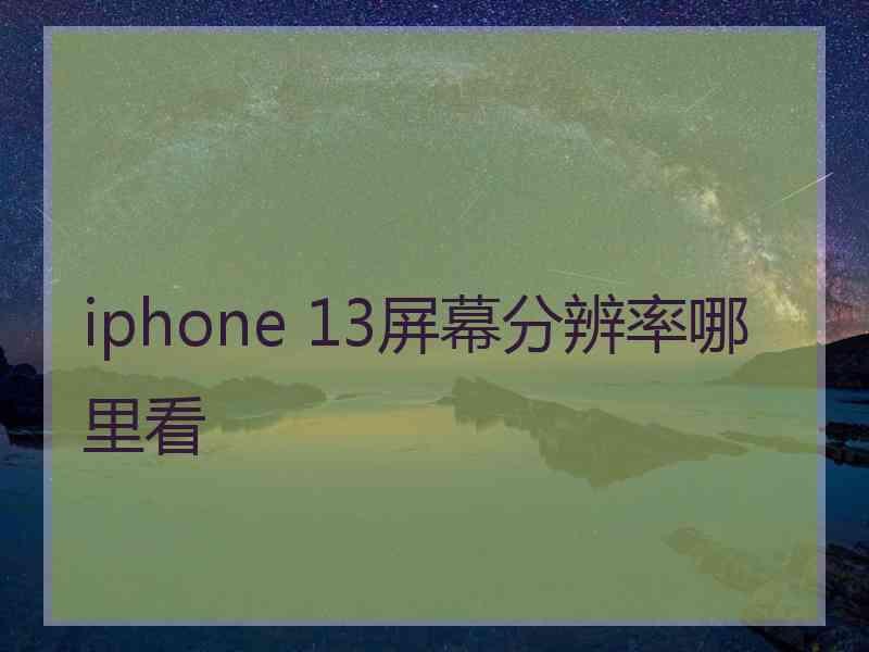 iphone 13屏幕分辨率哪里看