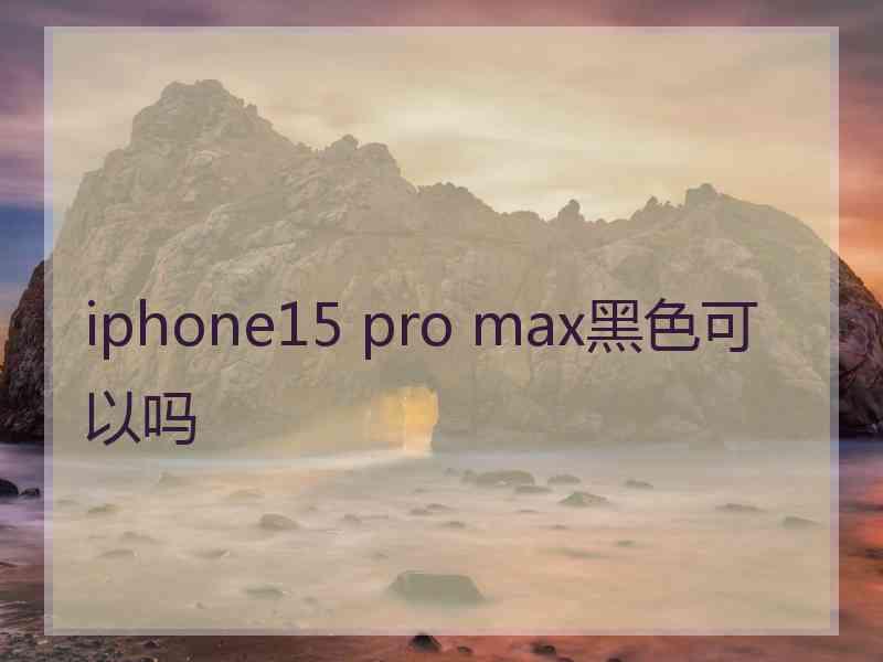 iphone15 pro max黑色可以吗