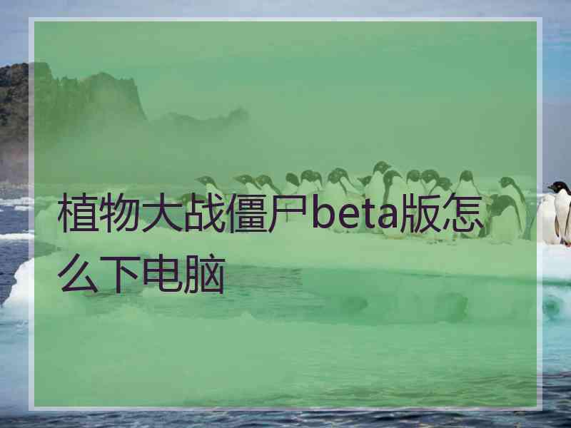 植物大战僵尸beta版怎么下电脑