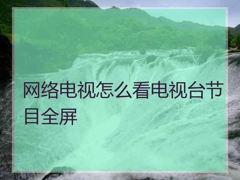 网络电视怎么看电视台节目全屏