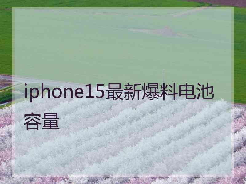 iphone15最新爆料电池容量