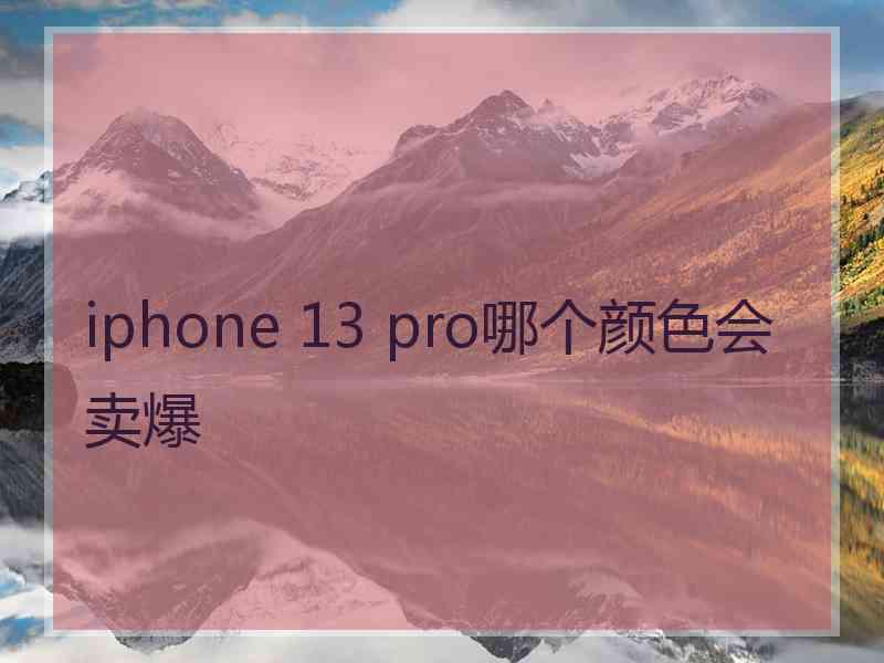 iphone 13 pro哪个颜色会卖爆