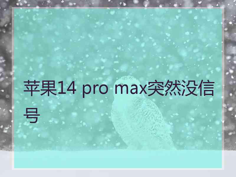 苹果14 pro max突然没信号