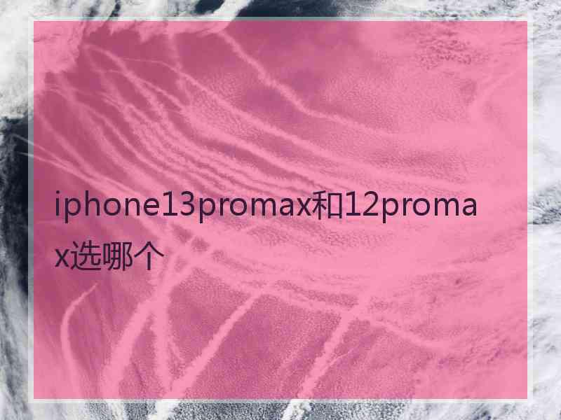 iphone13promax和12promax选哪个