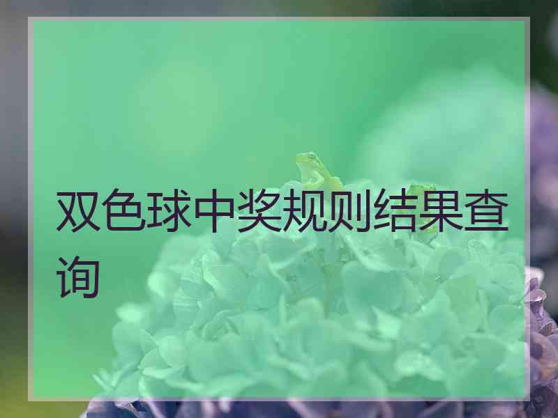 双色球中奖规则结果查询