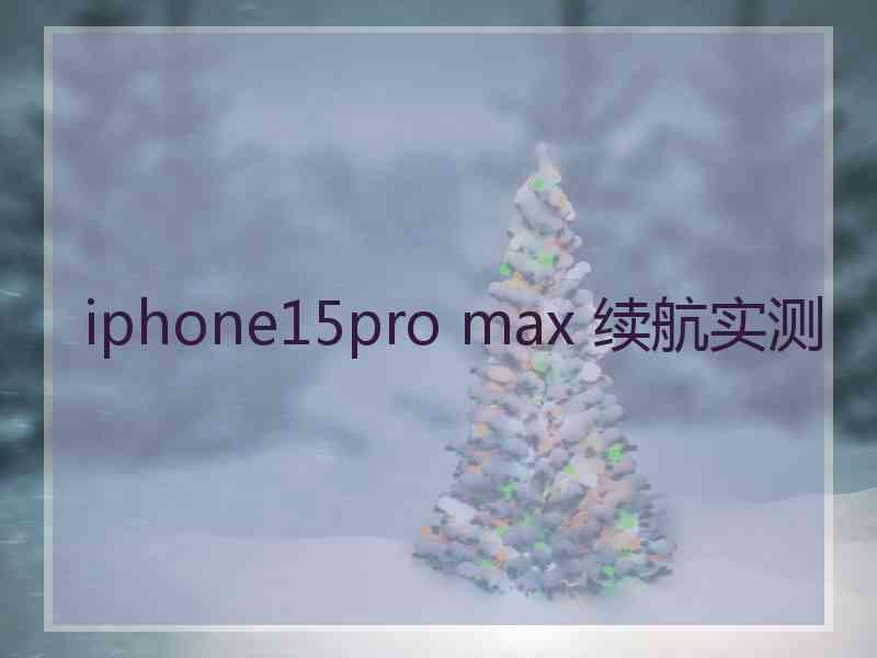 iphone15pro max 续航实测