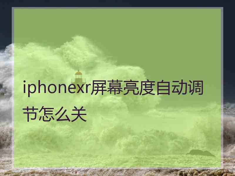 iphonexr屏幕亮度自动调节怎么关