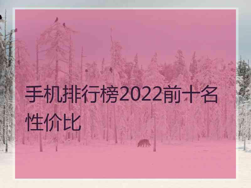 手机排行榜2022前十名性价比