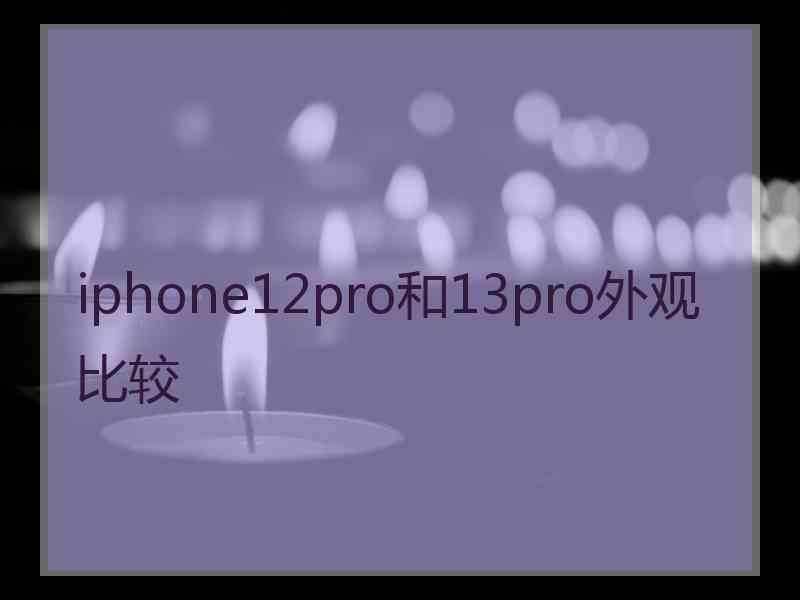 iphone12pro和13pro外观比较