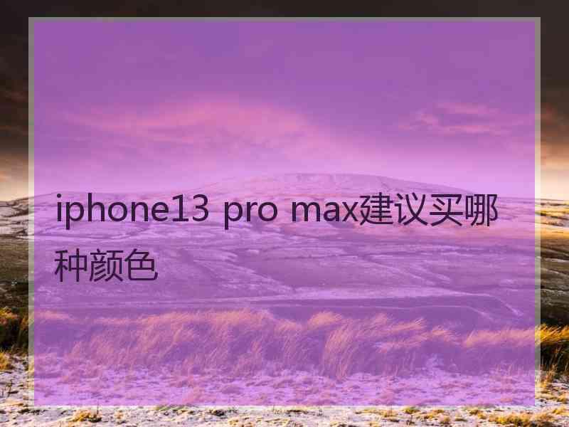 iphone13 pro max建议买哪种颜色