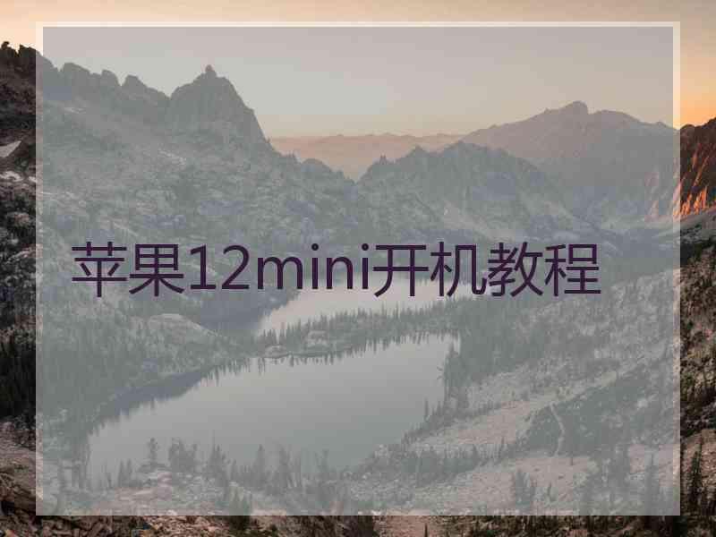 苹果12mini开机教程