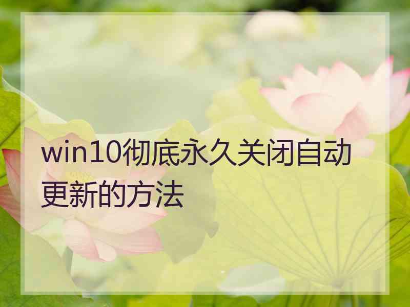 win10彻底永久关闭自动更新的方法