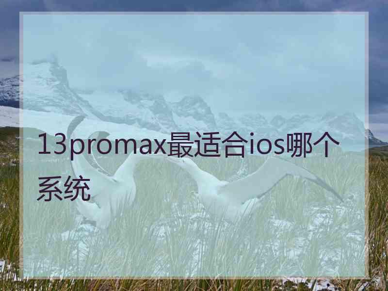 13promax最适合ios哪个系统