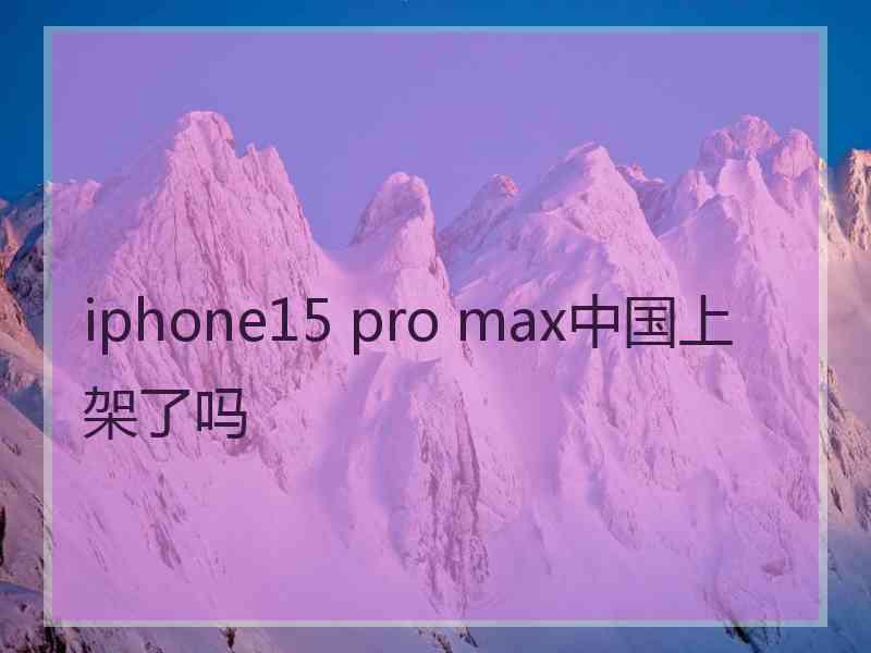 iphone15 pro max中国上架了吗