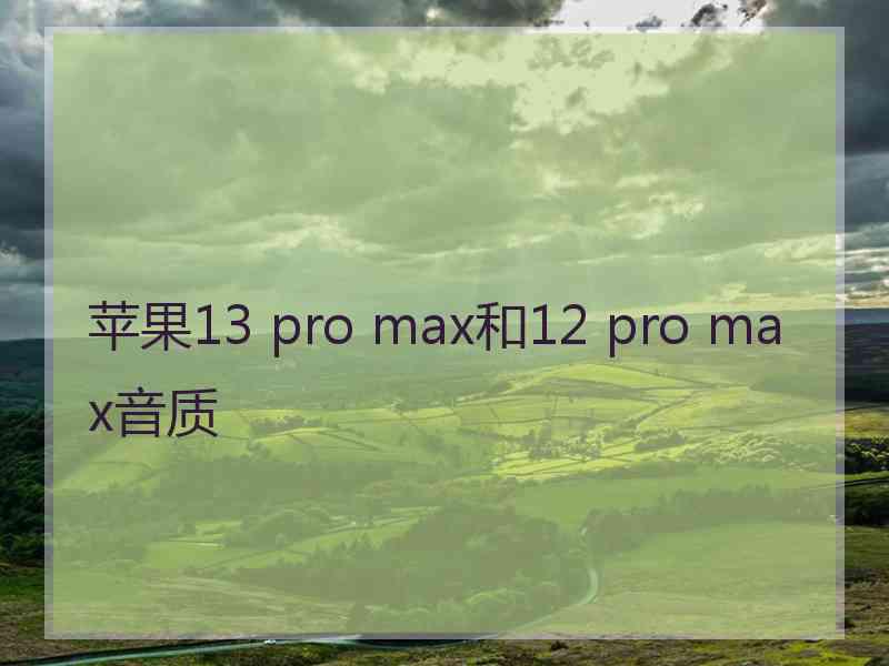 苹果13 pro max和12 pro max音质