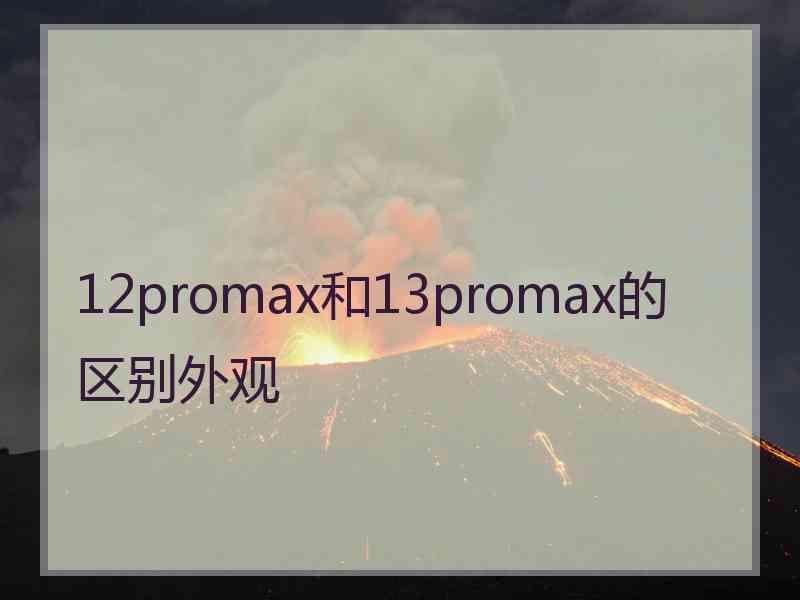 12promax和13promax的区别外观