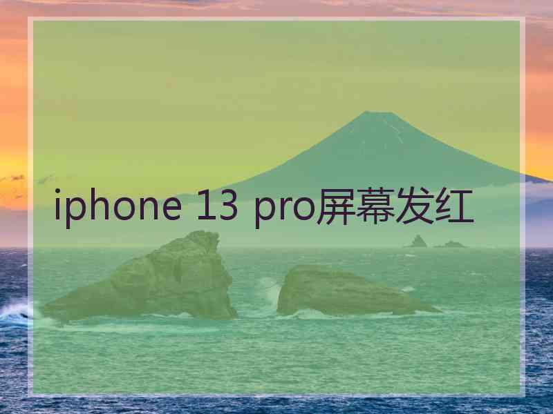 iphone 13 pro屏幕发红