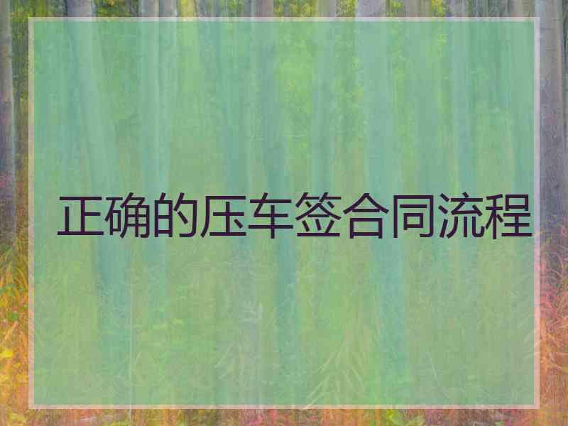 正确的压车签合同流程