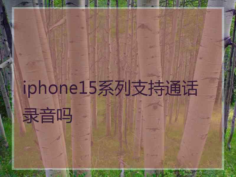 iphone15系列支持通话录音吗