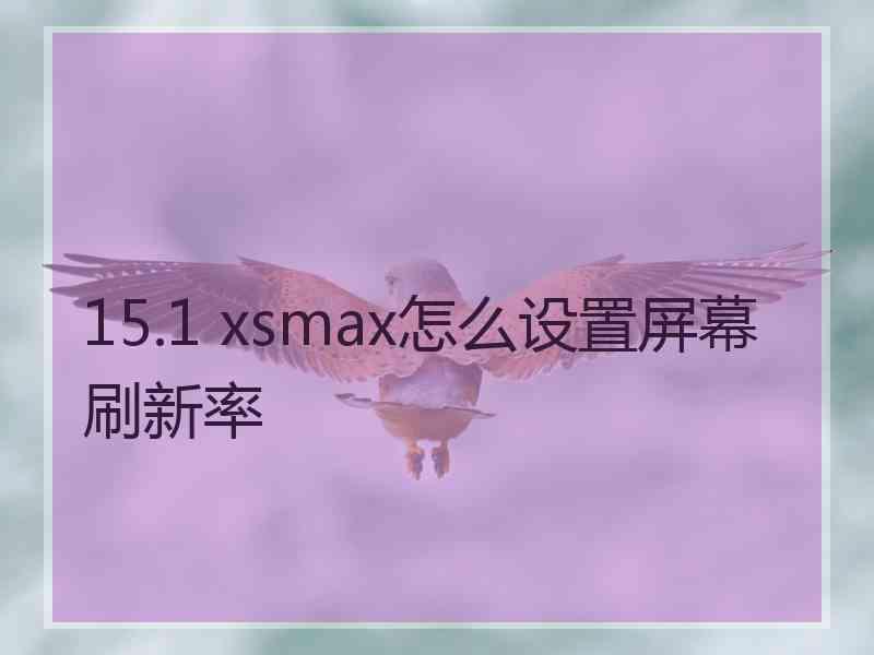 15.1 xsmax怎么设置屏幕刷新率