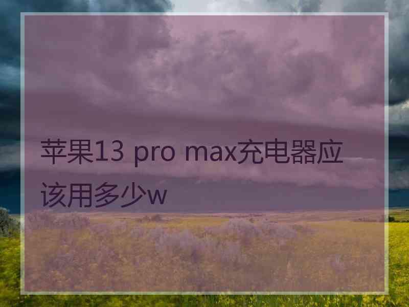 苹果13 pro max充电器应该用多少w