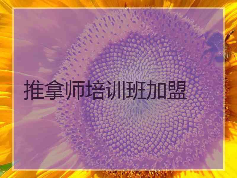 推拿师培训班加盟