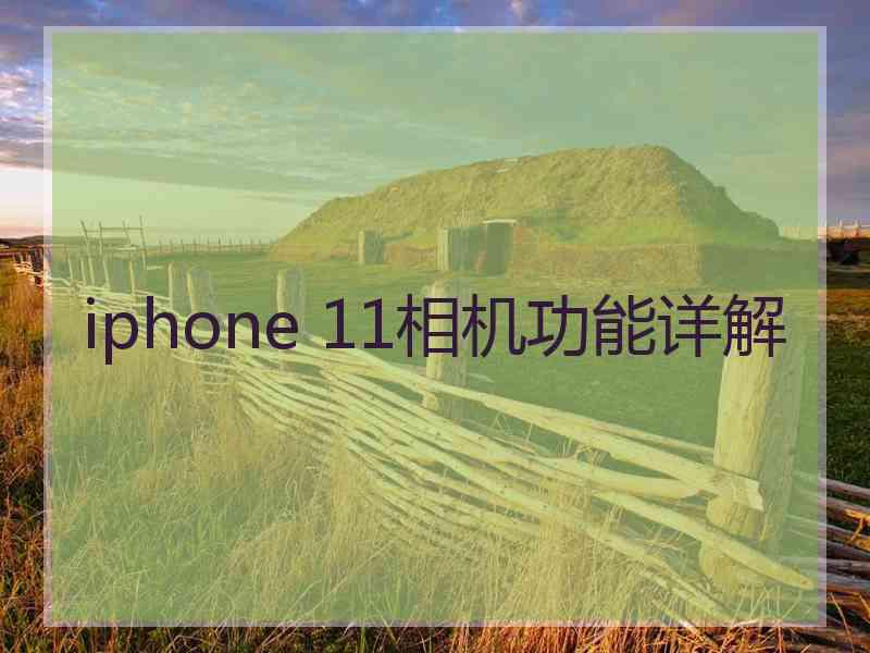 iphone 11相机功能详解