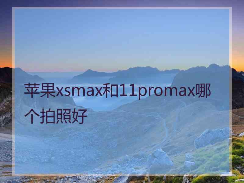 苹果xsmax和11promax哪个拍照好