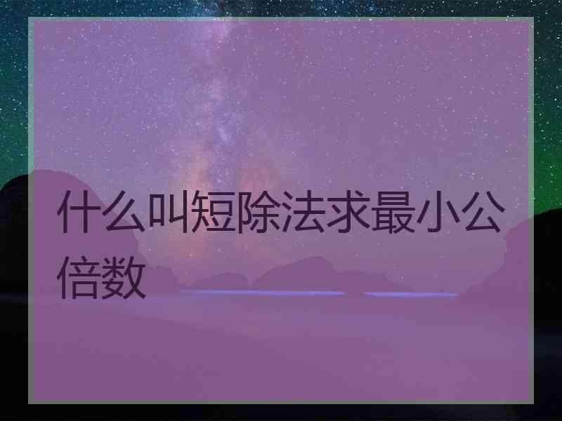 什么叫短除法求最小公倍数