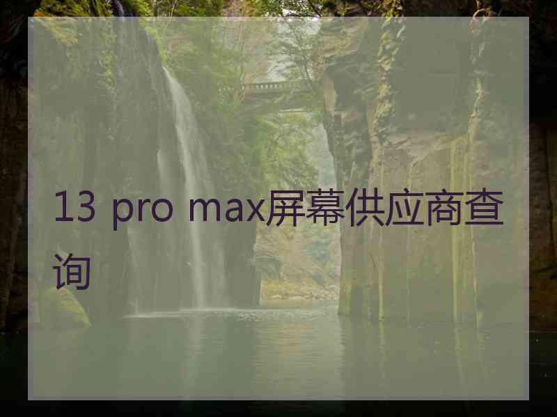 13 pro max屏幕供应商查询