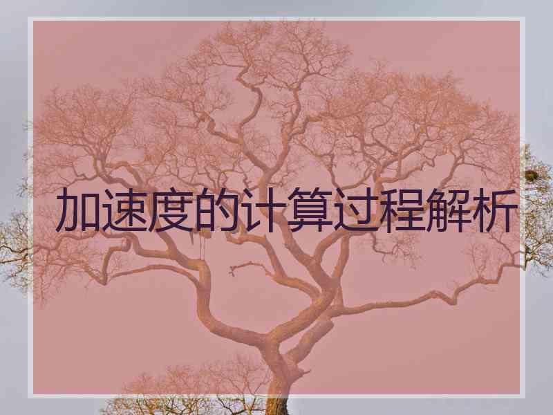 加速度的计算过程解析