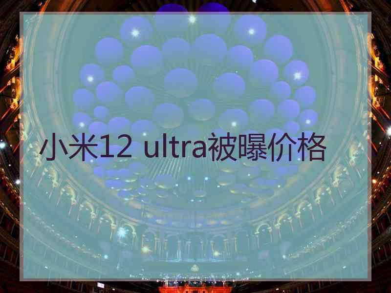 小米12 ultra被曝价格