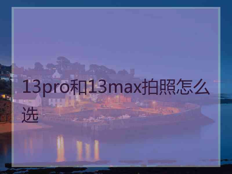 13pro和13max拍照怎么选