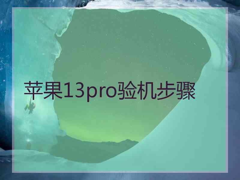 苹果13pro验机步骤