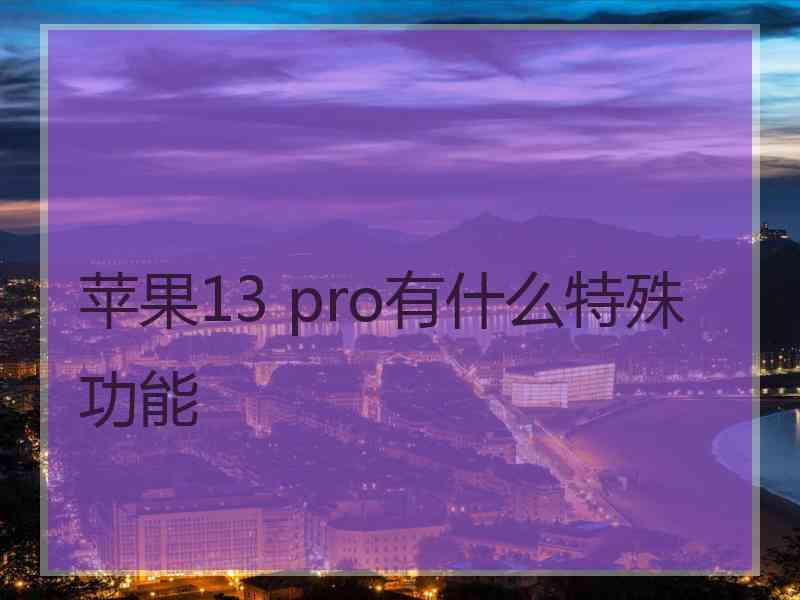 苹果13 pro有什么特殊功能