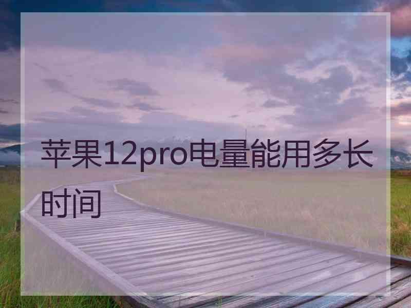 苹果12pro电量能用多长时间