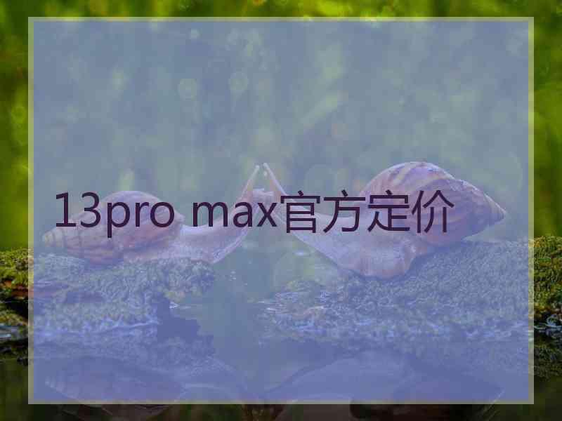 13pro max官方定价