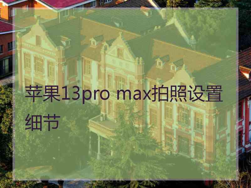 苹果13pro max拍照设置细节