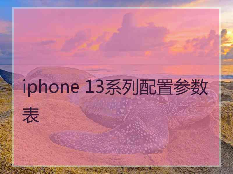 iphone 13系列配置参数表