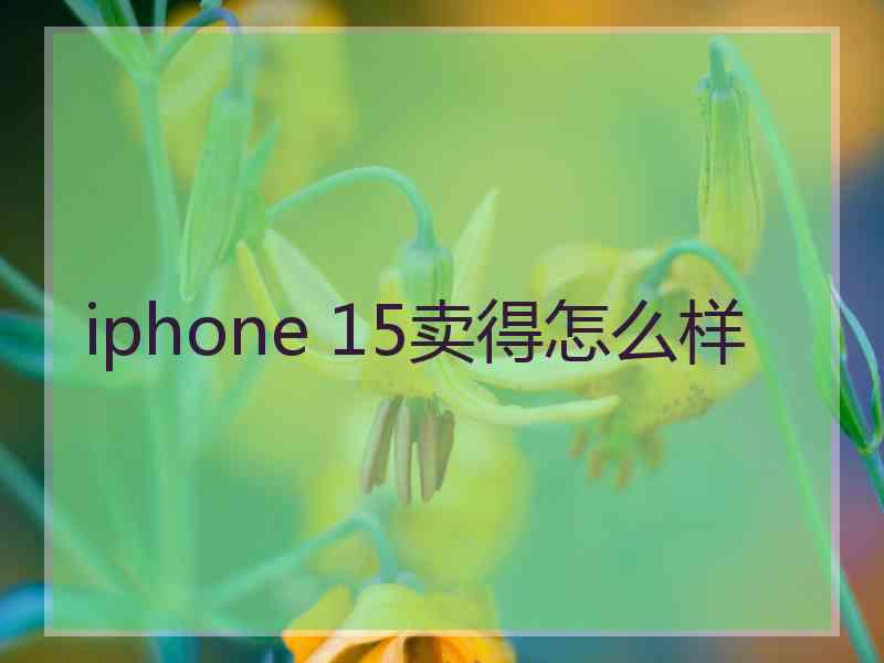 iphone 15卖得怎么样