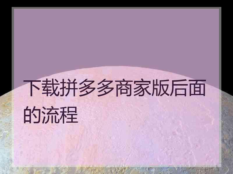 下载拼多多商家版后面的流程