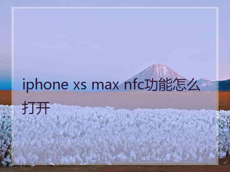 iphone xs max nfc功能怎么打开