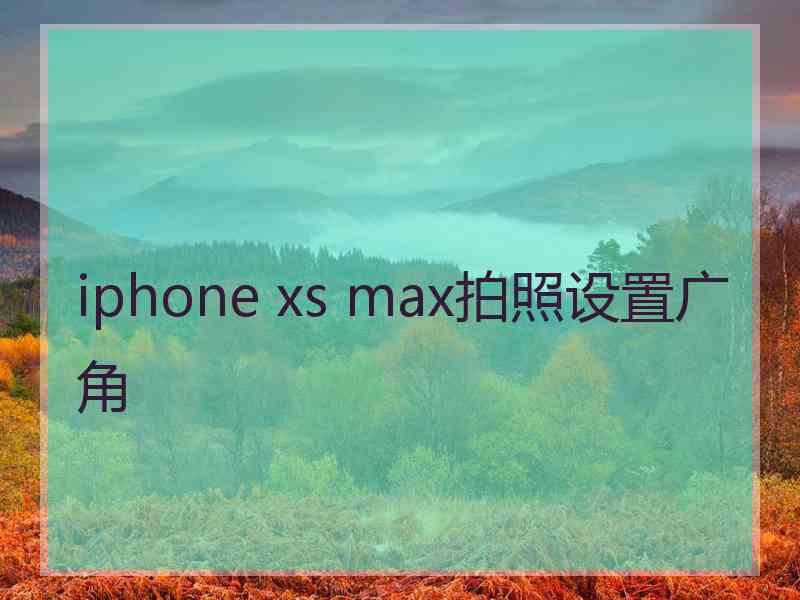 iphone xs max拍照设置广角