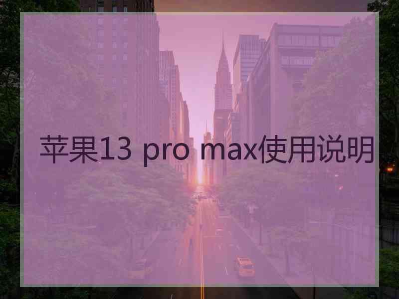 苹果13 pro max使用说明