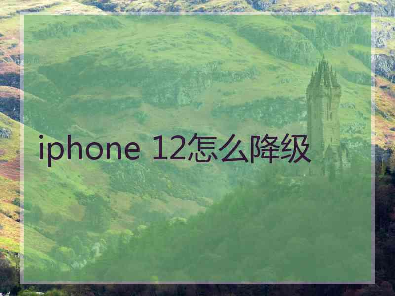 iphone 12怎么降级