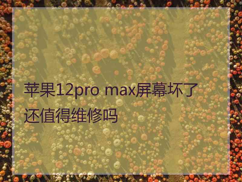 苹果12pro max屏幕坏了还值得维修吗