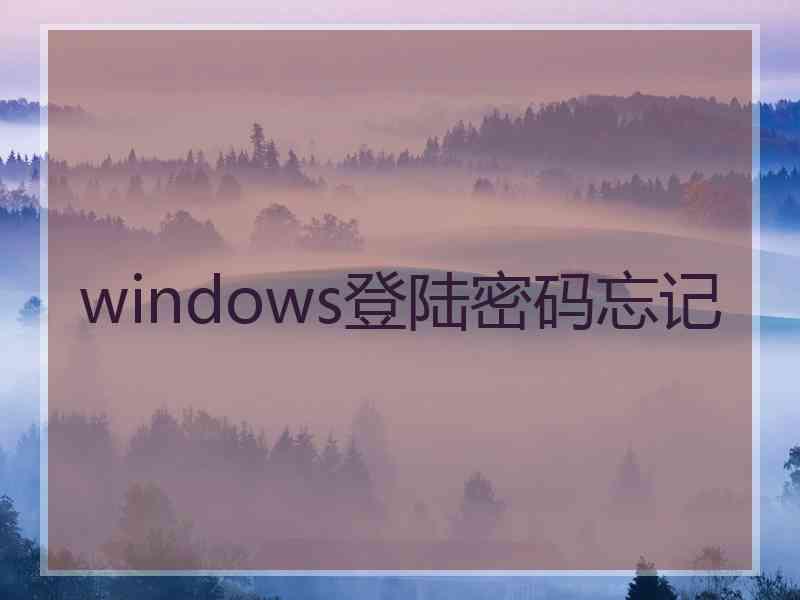 windows登陆密码忘记