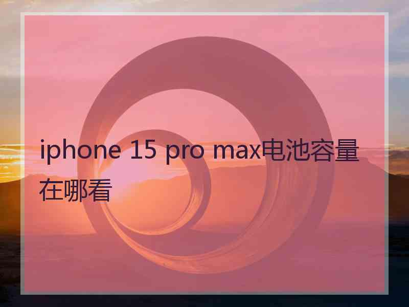 iphone 15 pro max电池容量在哪看